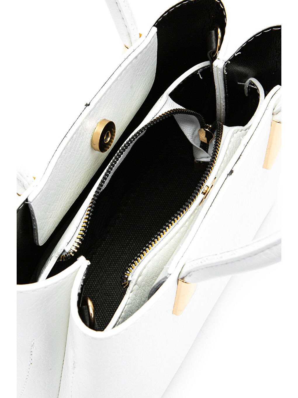 Sarı Gold Detaylı Gloria El Ve Omuz Kadın Çanta Beyaz-4