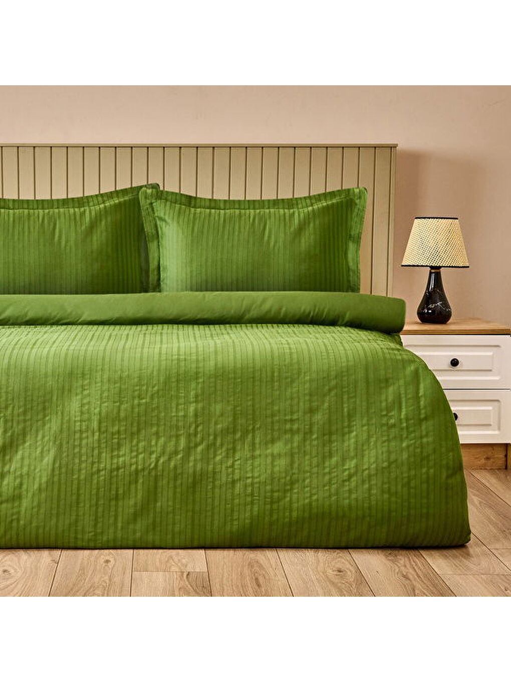 Soft Dobby Weave Çift Kişilik Nevresim Takımı - Haki