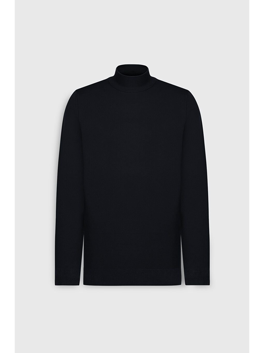 Erkek Lacivert Standart Fit Normal Kesim Yarım Balıkçı Yaka Triko Kazak-5