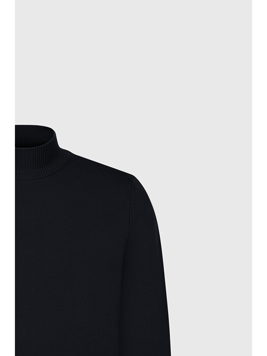 Erkek Lacivert Standart Fit Normal Kesim Yarım Balıkçı Yaka Triko Kazak-6