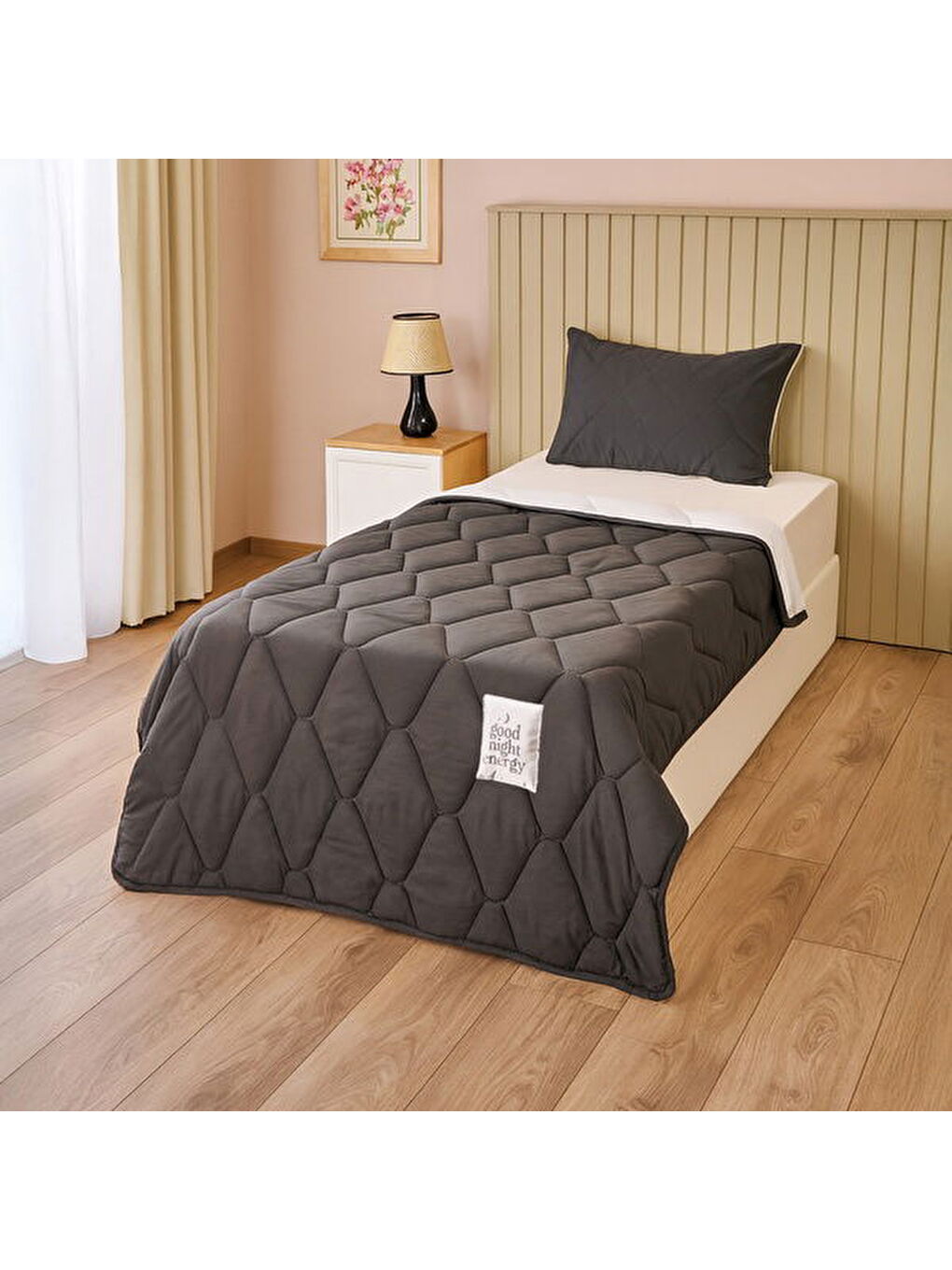 Soft Tek Kişilik Uyku Seti - Antrasit / Gri
