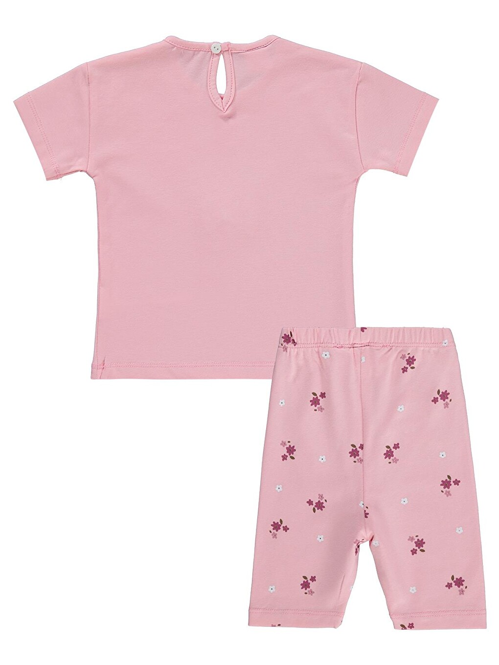 Baby Ayıcık Baskılı Fiyonklu 6-18 Ay Takım - Pembe-2