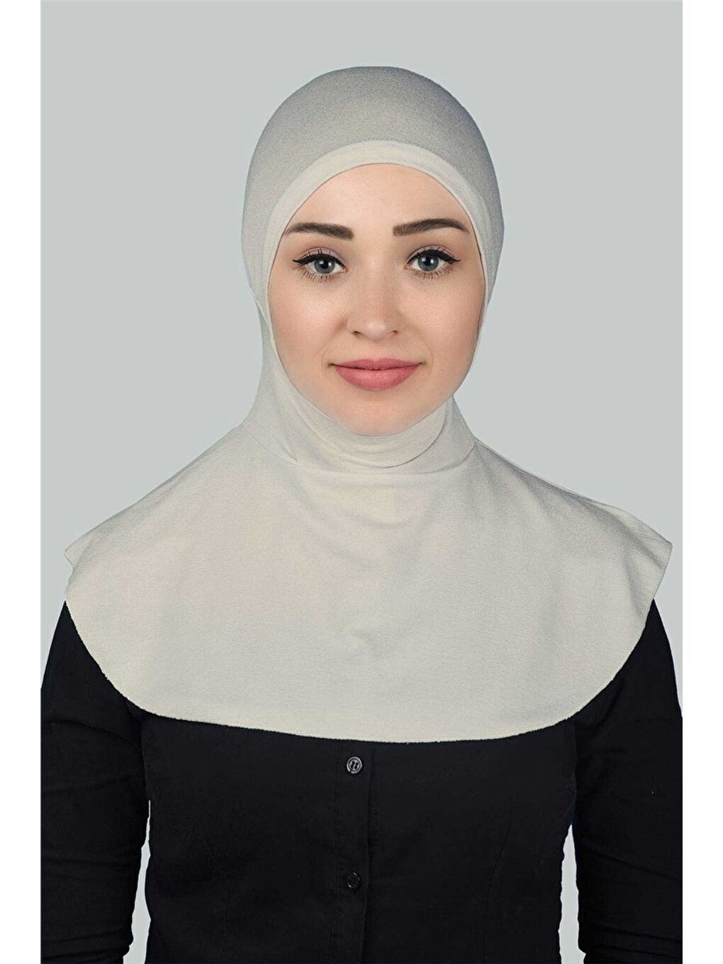 Bej Kadın Tesettür Pratik Boyunluklu Hijab - Sporcu Bone