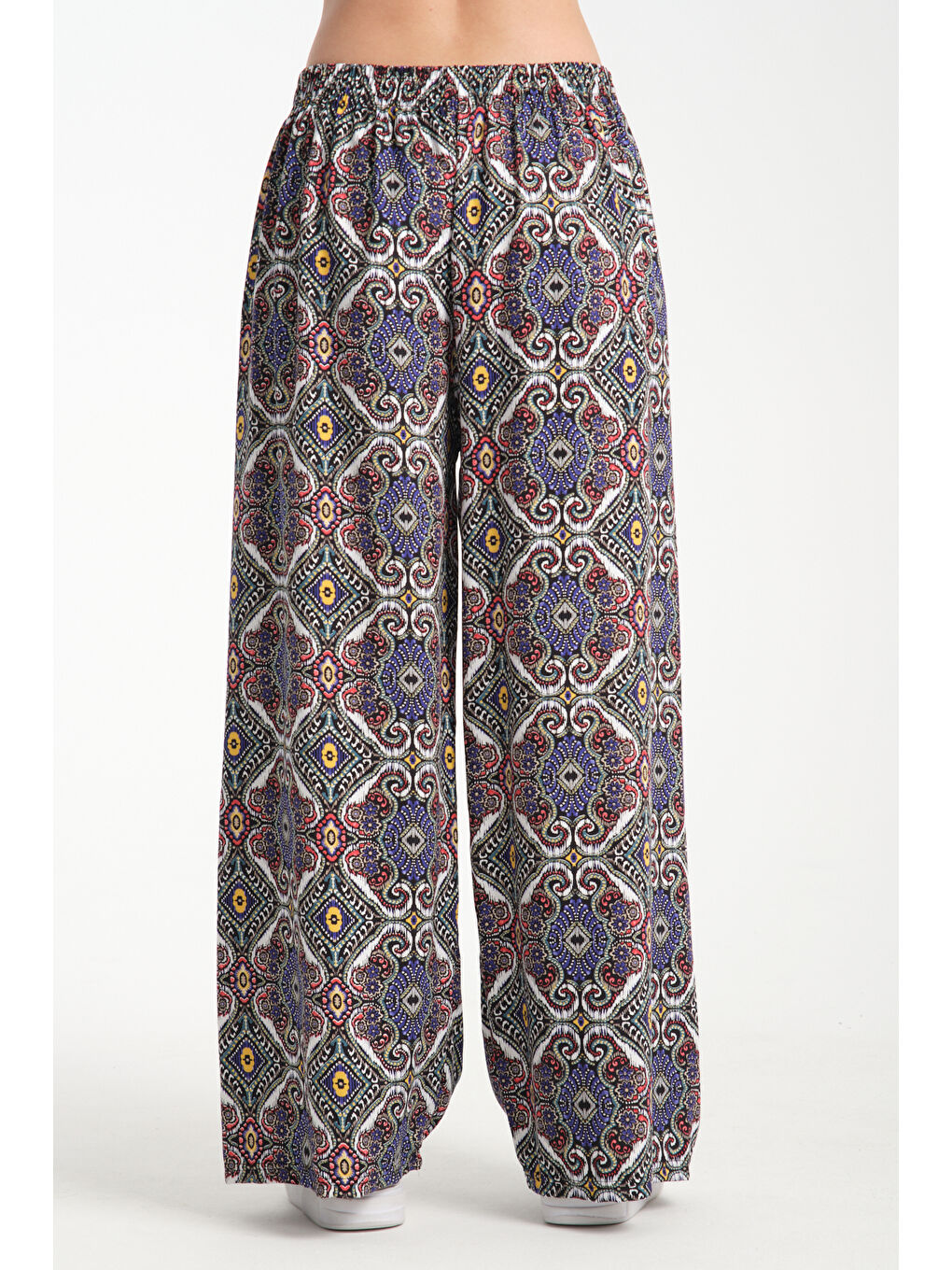 Mor Kadın Desenli Dökümlü Viskon Pantolon 1063-3