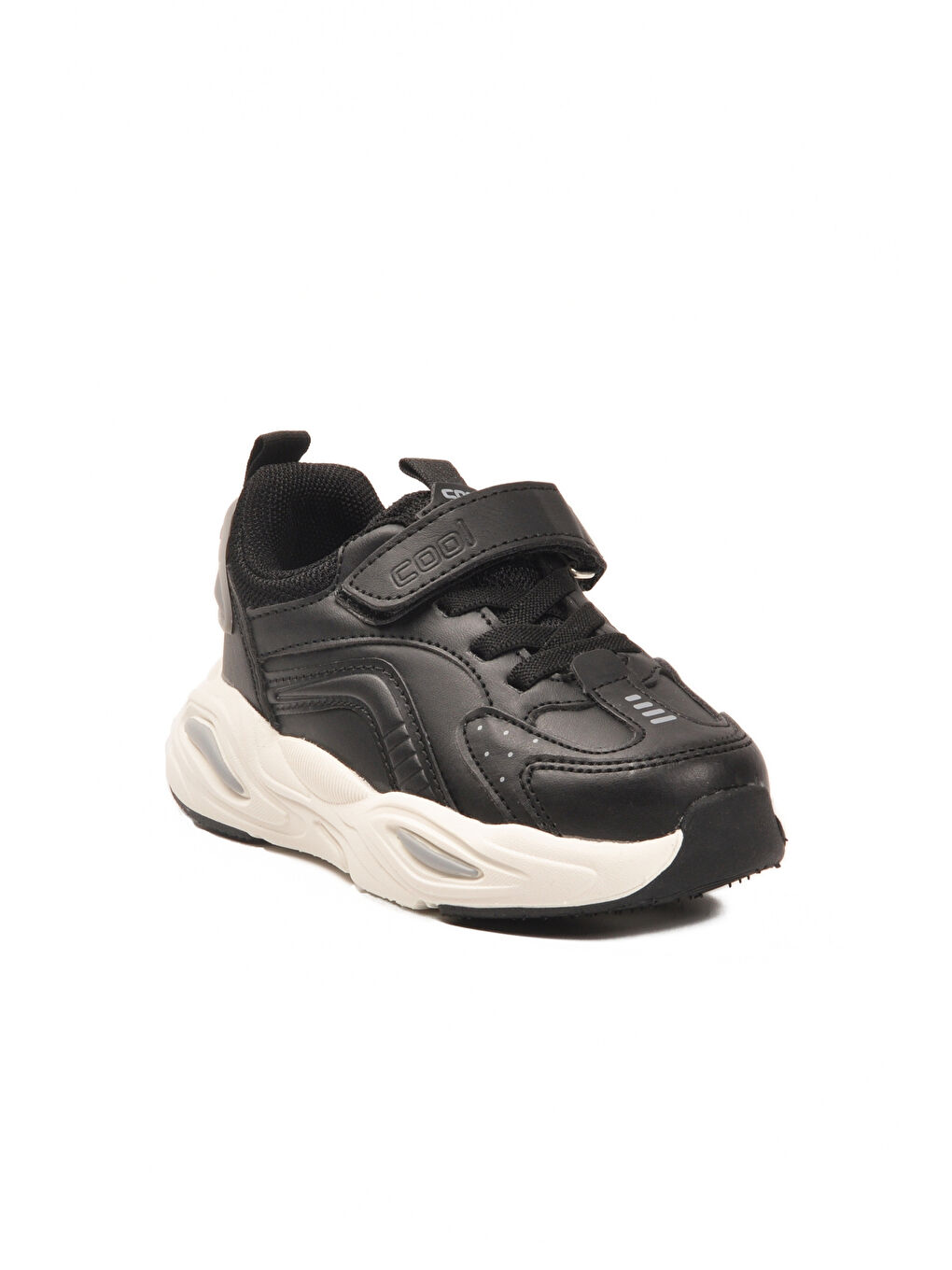 Siyah Beyaz Cilt Cırtlı Hafif Erkek Çocuk Spor Ayakkabı Toti P-3