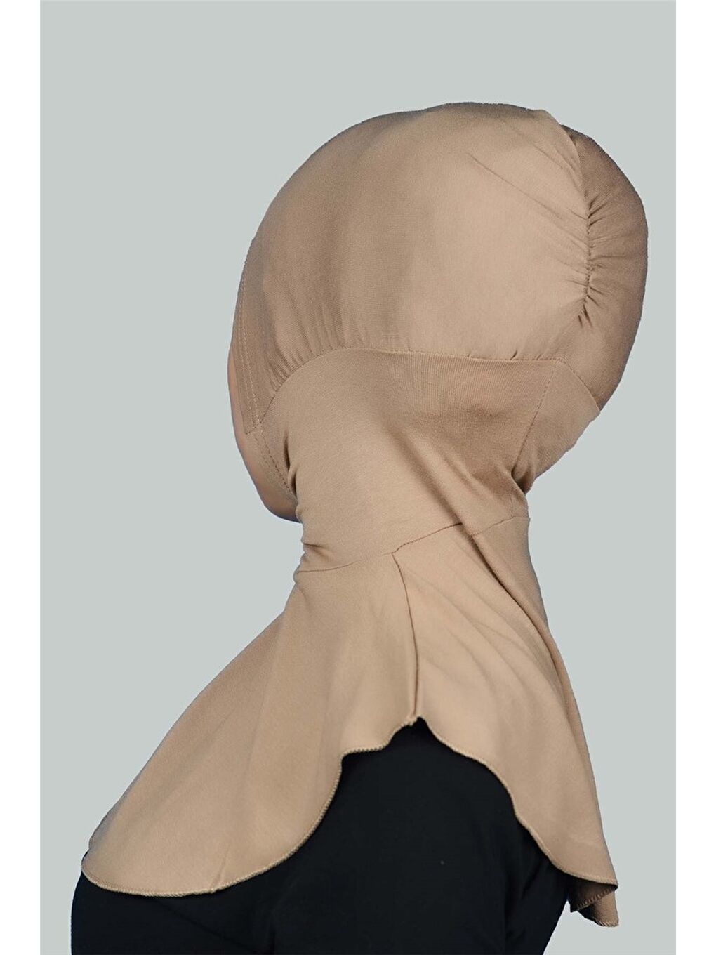 Bej Kadın Tesettür Pratik Boyunluklu Hijab - Sporcu Bone-3