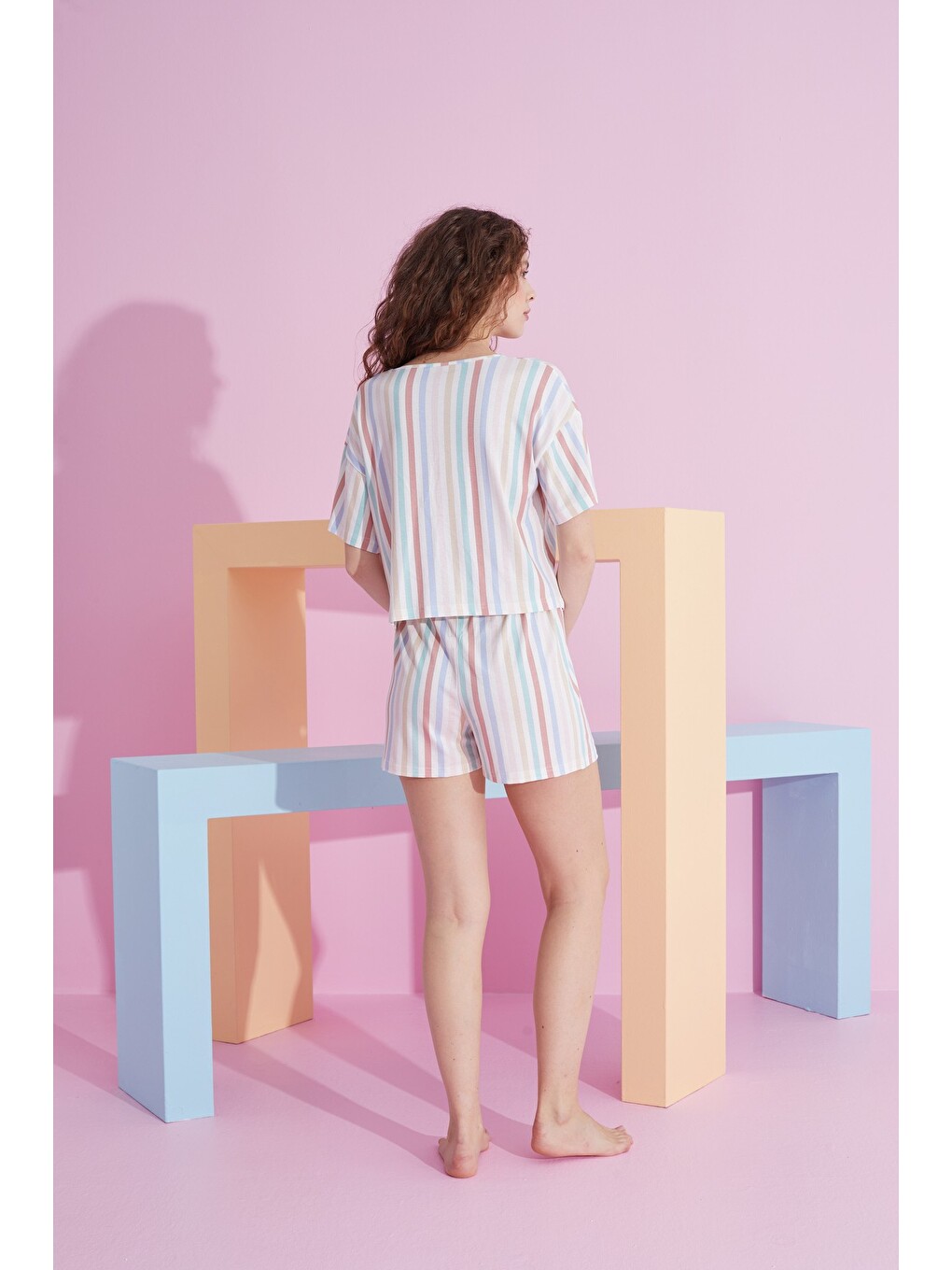 Karışık Elastanlı Örme T-shirt-şort Pijama Takım-2