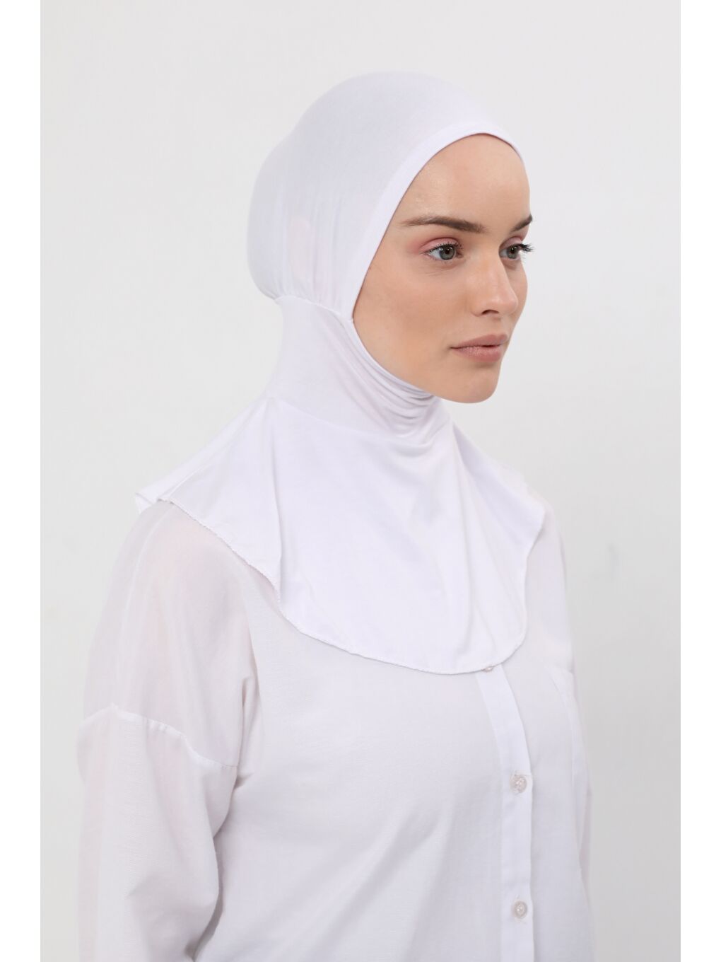 Altobeh Beyaz Kadın Tesettür Pratik Boyunluklu Hijab - Sporcu Bone - 1