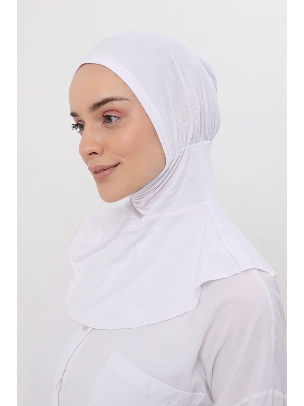 Altobeh Beyaz Kadın Tesettür Pratik Boyunluklu Hijab - Sporcu Bone - 2
