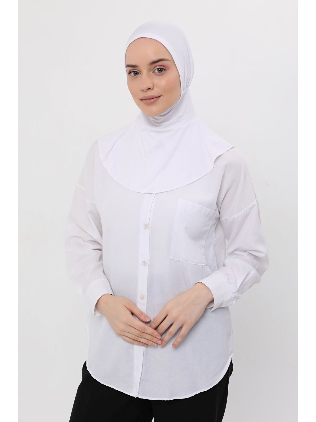 Altobeh Beyaz Kadın Tesettür Pratik Boyunluklu Hijab - Sporcu Bone - 3