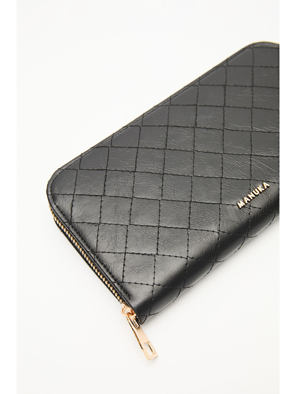 Kapitone Fermuarlı Geniş Cüzdan Siyah-3