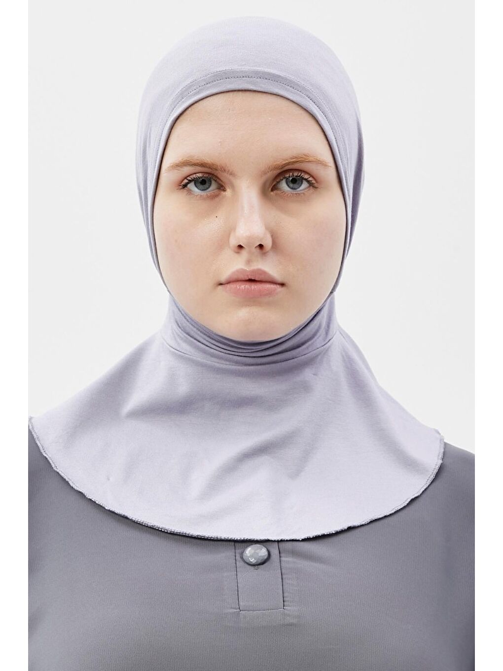 Gri Kadın Tesettür Pratik Boyunluklu Hijab - Sporcu Bone