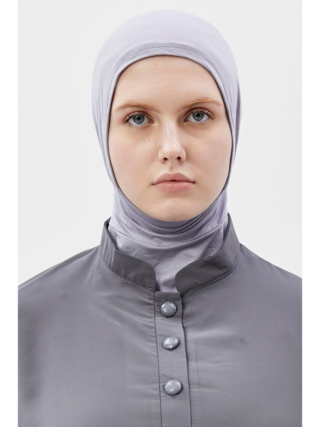 Gri Kadın Tesettür Pratik Boyunluklu Hijab - Sporcu Bone-3