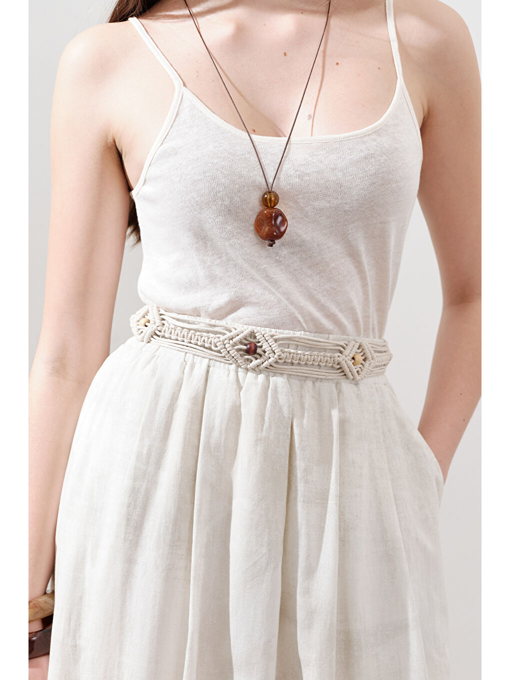 Bej Rustik Örgülü Kemer Natural-1