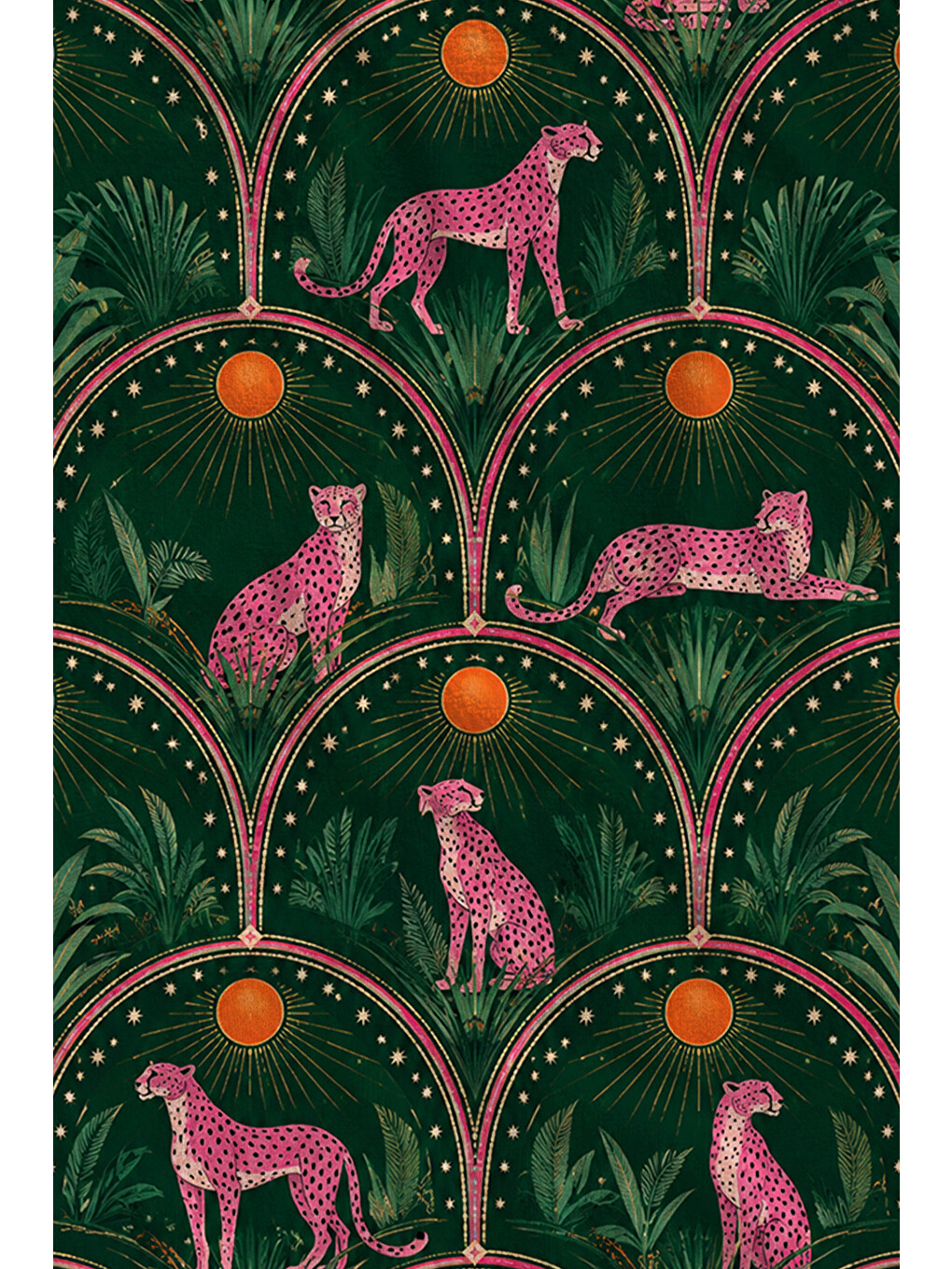 Art Deco Flamingo Koyu Yeşil Desenli 70x150 Plaj Havlusu - Dijital Baskılı Solmaz Banyo Havlusu-2