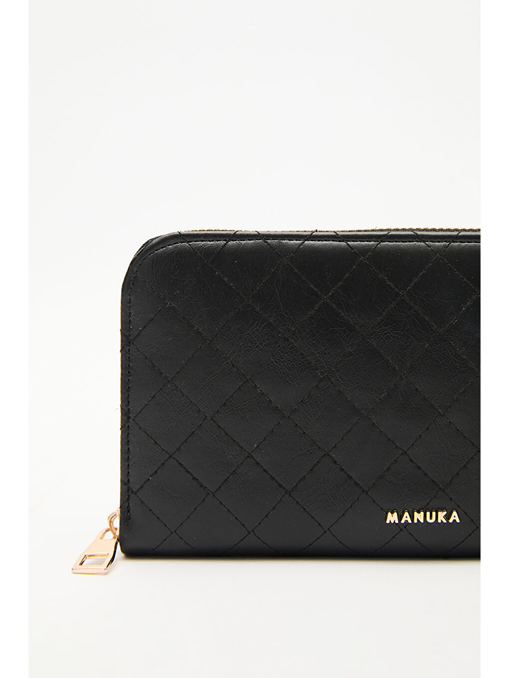 Kapitone Fermuarlı Geniş Cüzdan Siyah-4