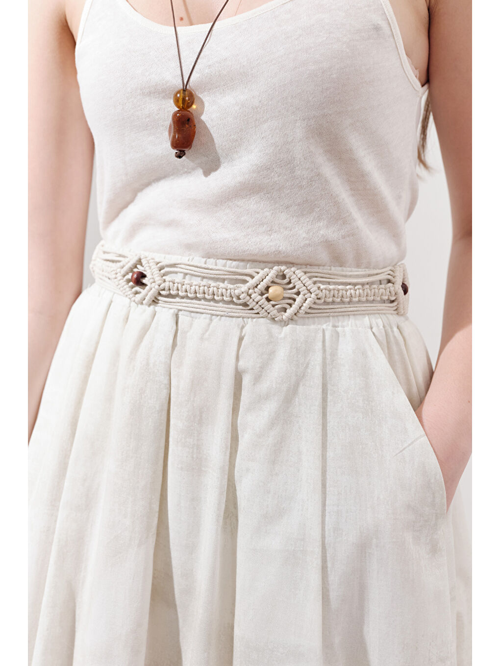 Bej Rustik Örgülü Kemer Natural-2