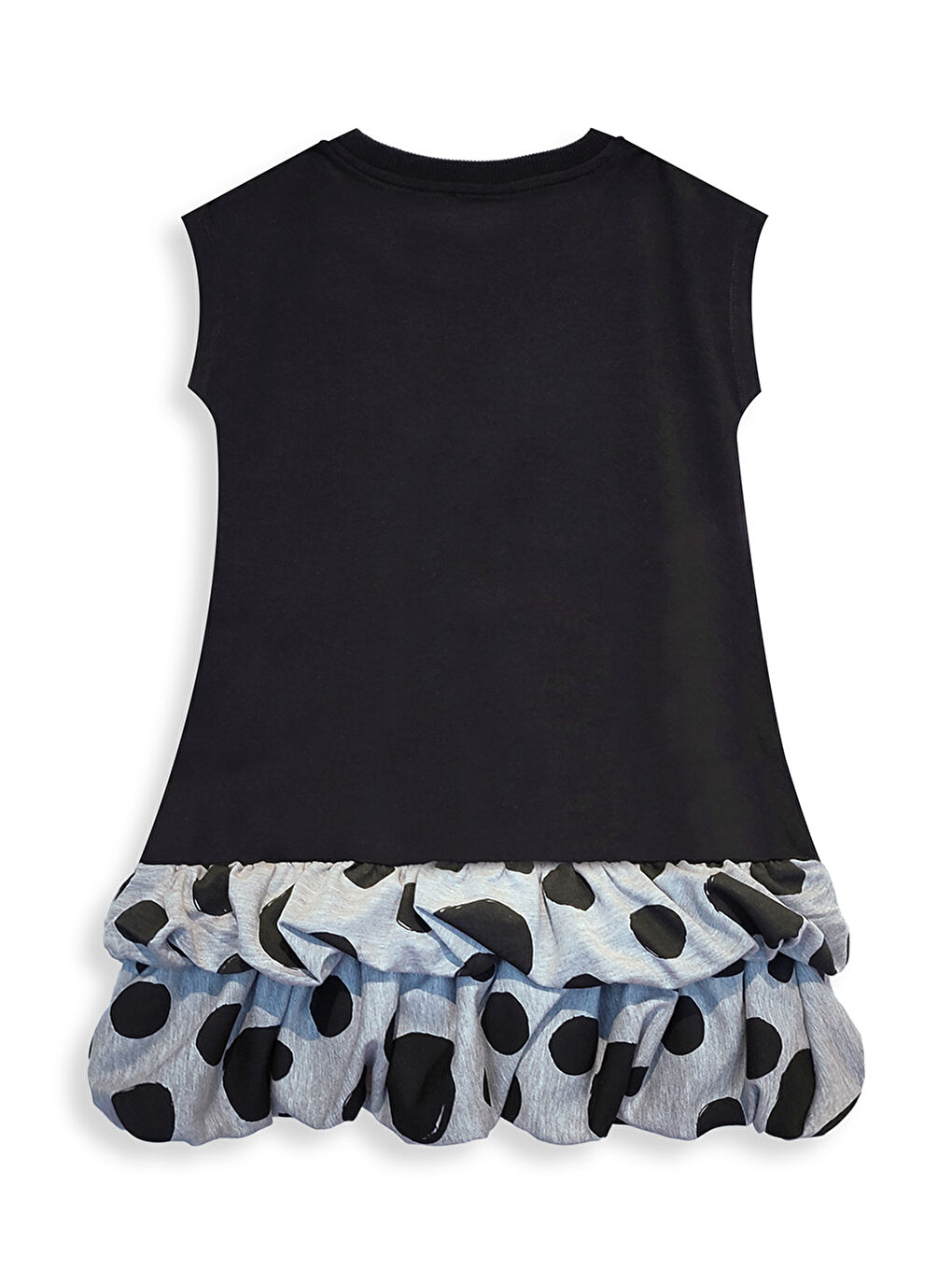 Siyah Puantiye Kedi Kız Çocuk Balon Elbise-3