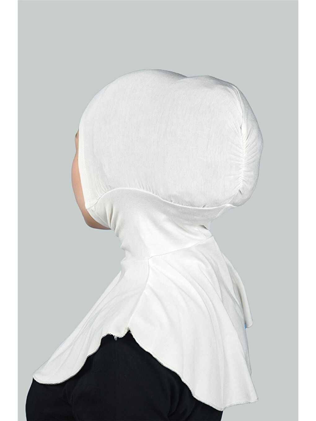 Ekru Kadın Tesettür Pratik Boyunluklu Hijab - Sporcu Bone-3