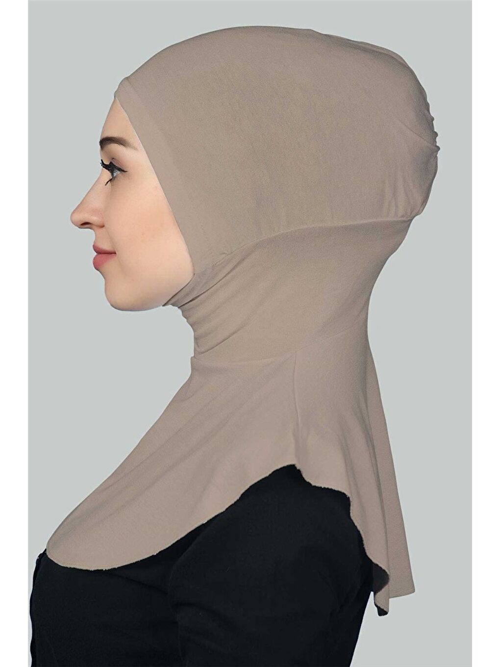 Kahverengi Kadın Tesettür Pratik Boyunluklu Hijab - Sporcu Bone-2