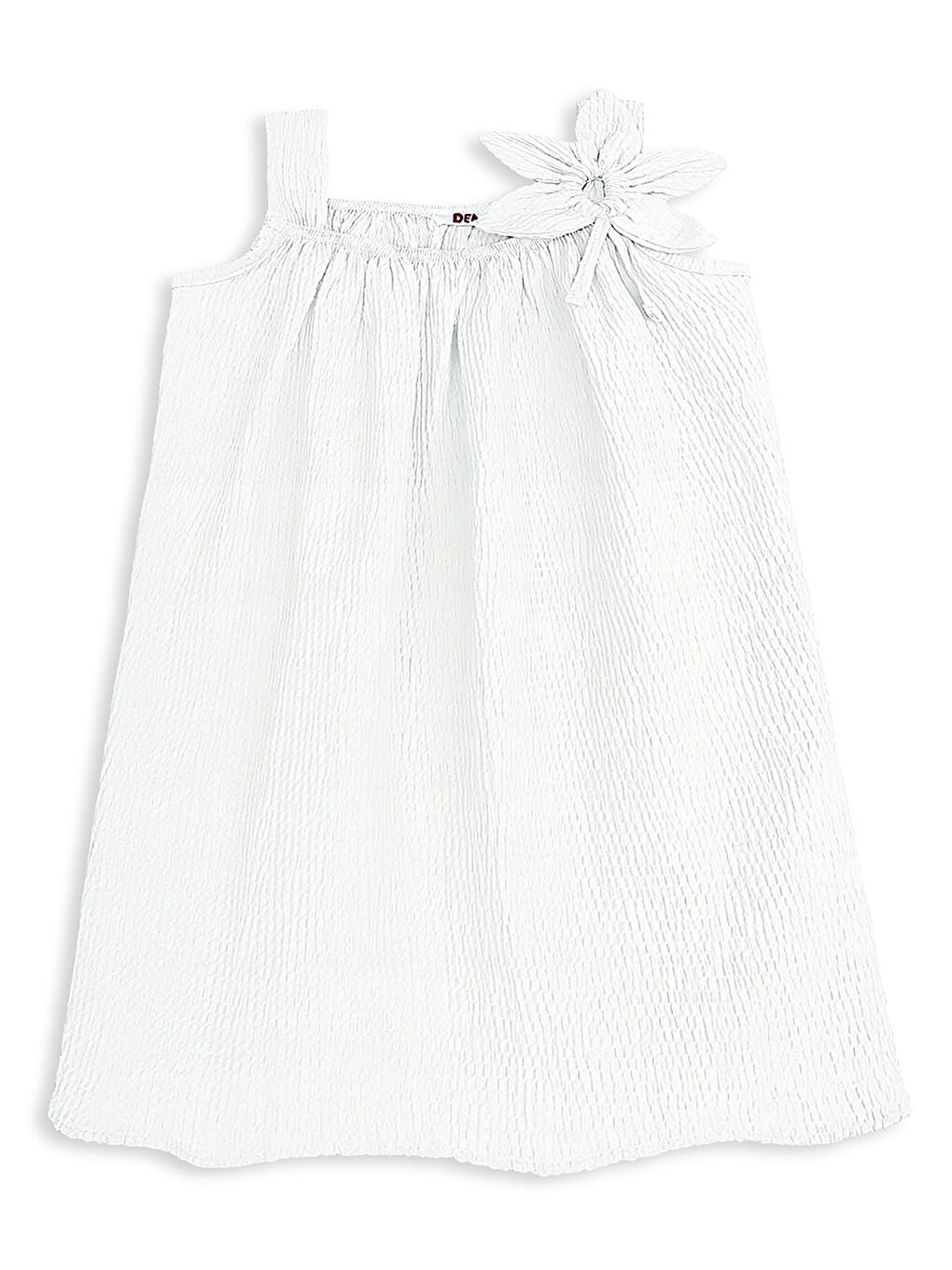 Çiçekli Kol Kız Çocuk Beyaz Elbise-2