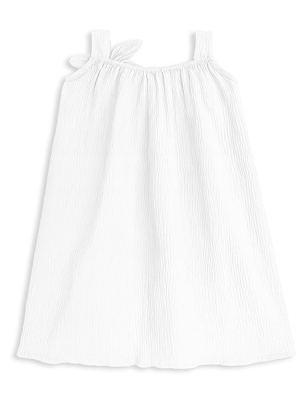 Çiçekli Kol Kız Çocuk Beyaz Elbise-3