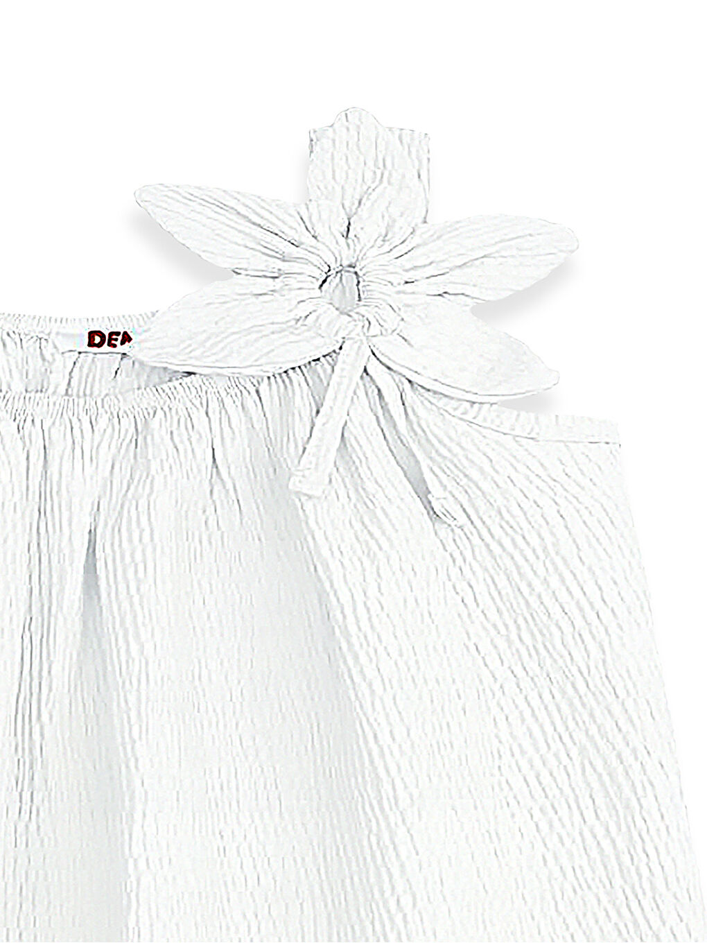 Çiçekli Kol Kız Çocuk Beyaz Elbise-4