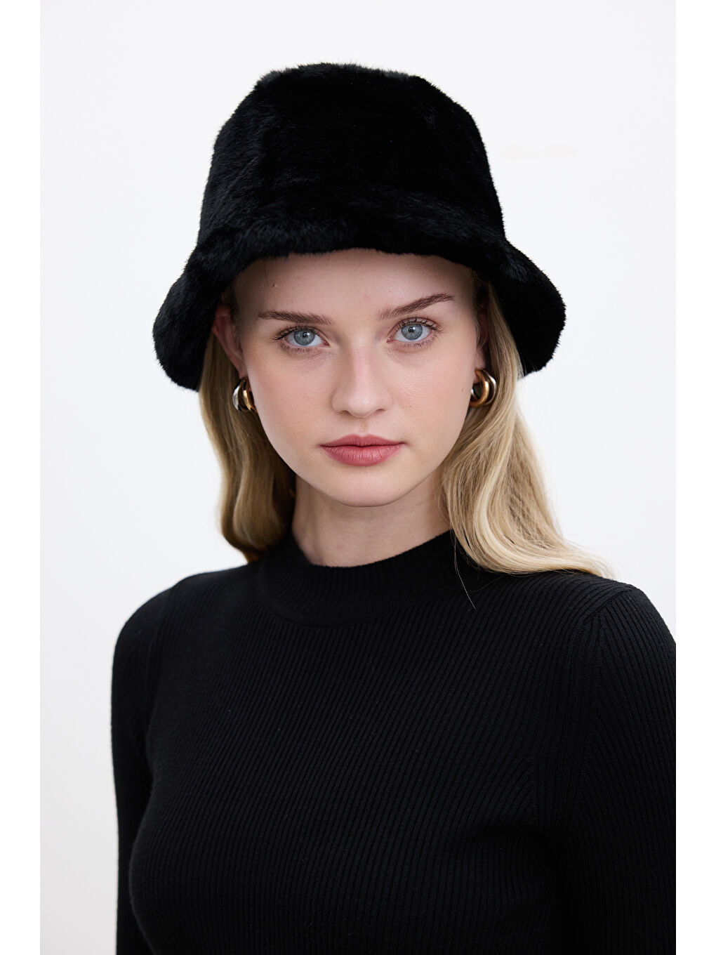 Kürk Bucket Şapka Siyah-2