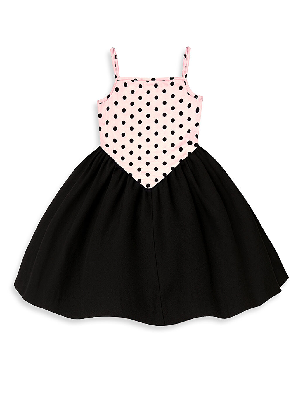 Pembe Siyah Puantiye Kız Çocuk Elbise-3
