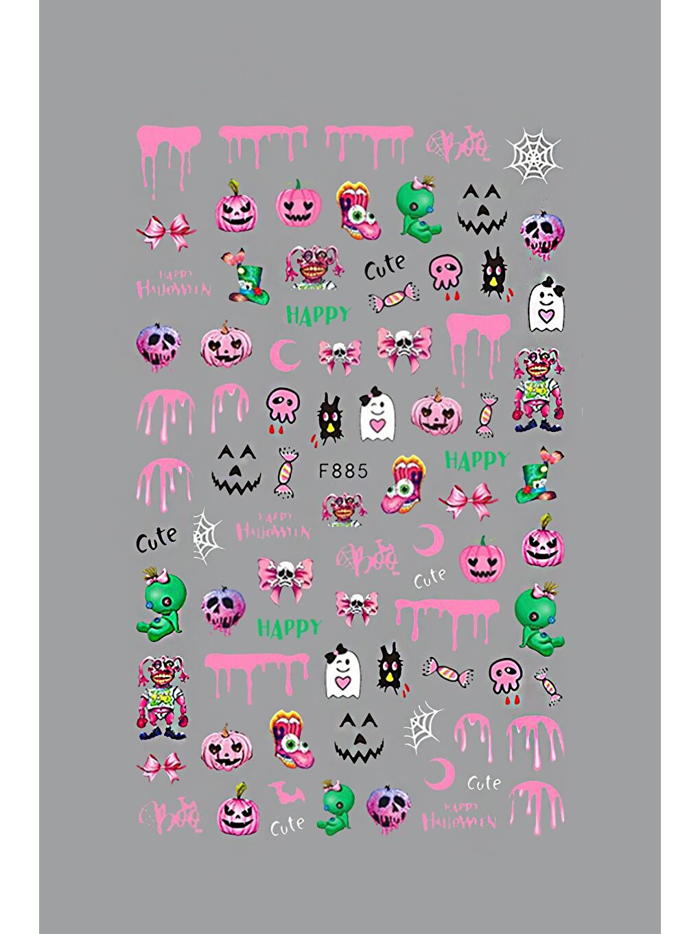 New Obsessions Pembe Halloween Cadılar Bayramı Tırnak Sticker Nail Art Süsü - 2