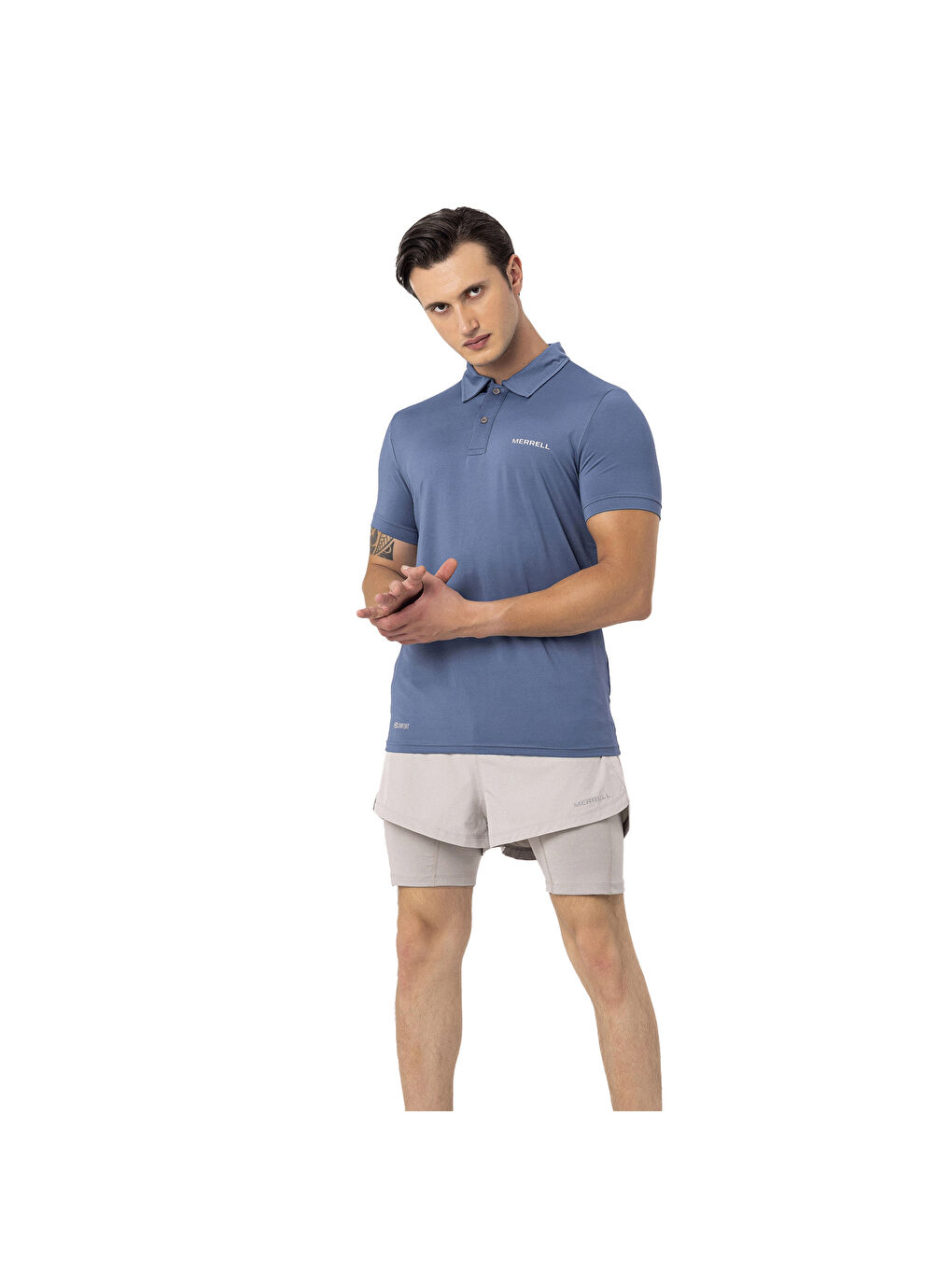 Mavi Polo Yaka Kısa Kollu Tişört-1