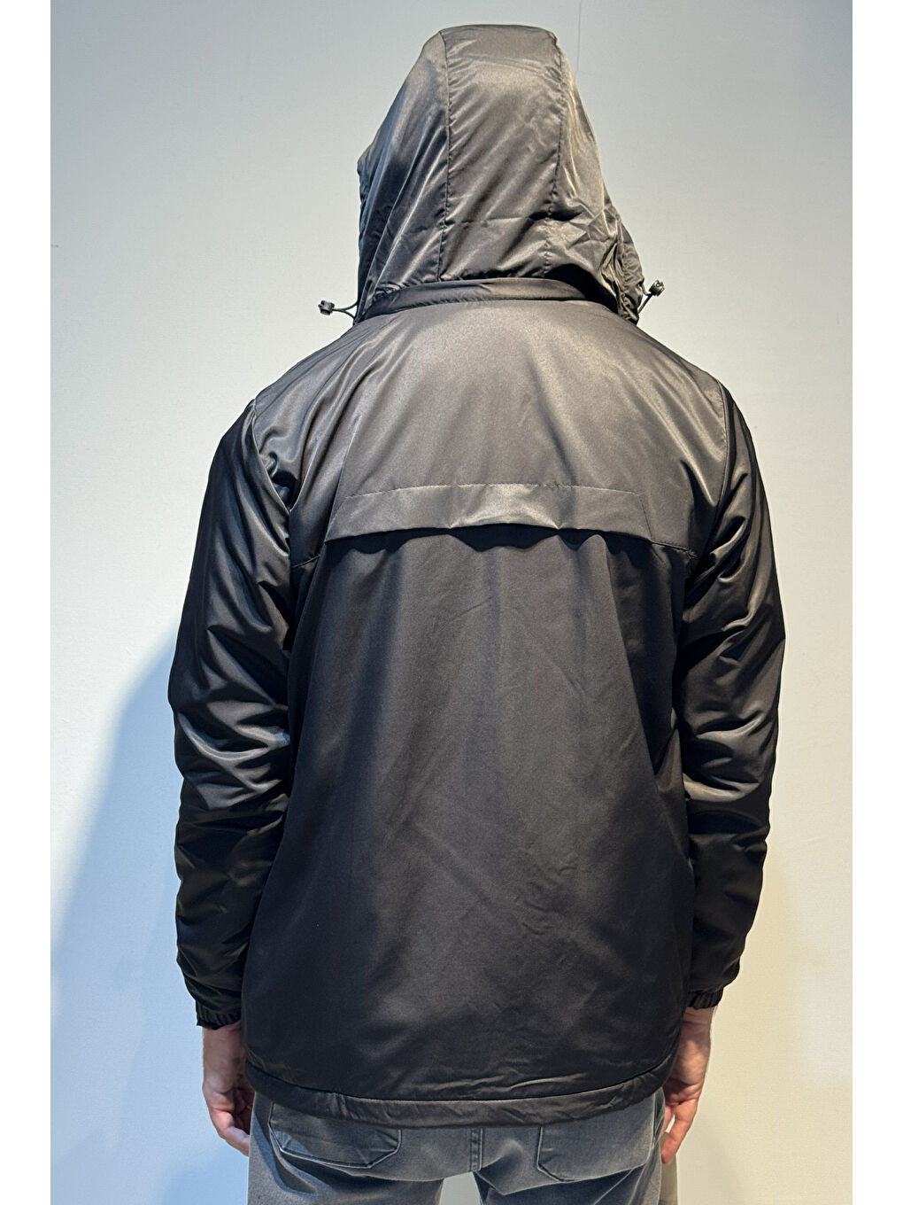 Erkek Kapüşonlu Cep Detaylı İçi Polar Kışlık Mont 2571 Siyah-4