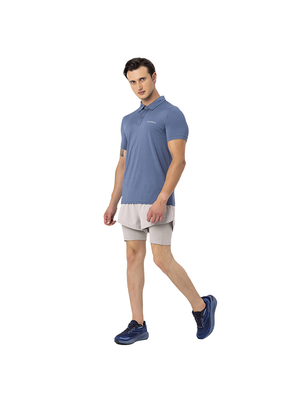 Mavi Polo Yaka Kısa Kollu Tişört-2