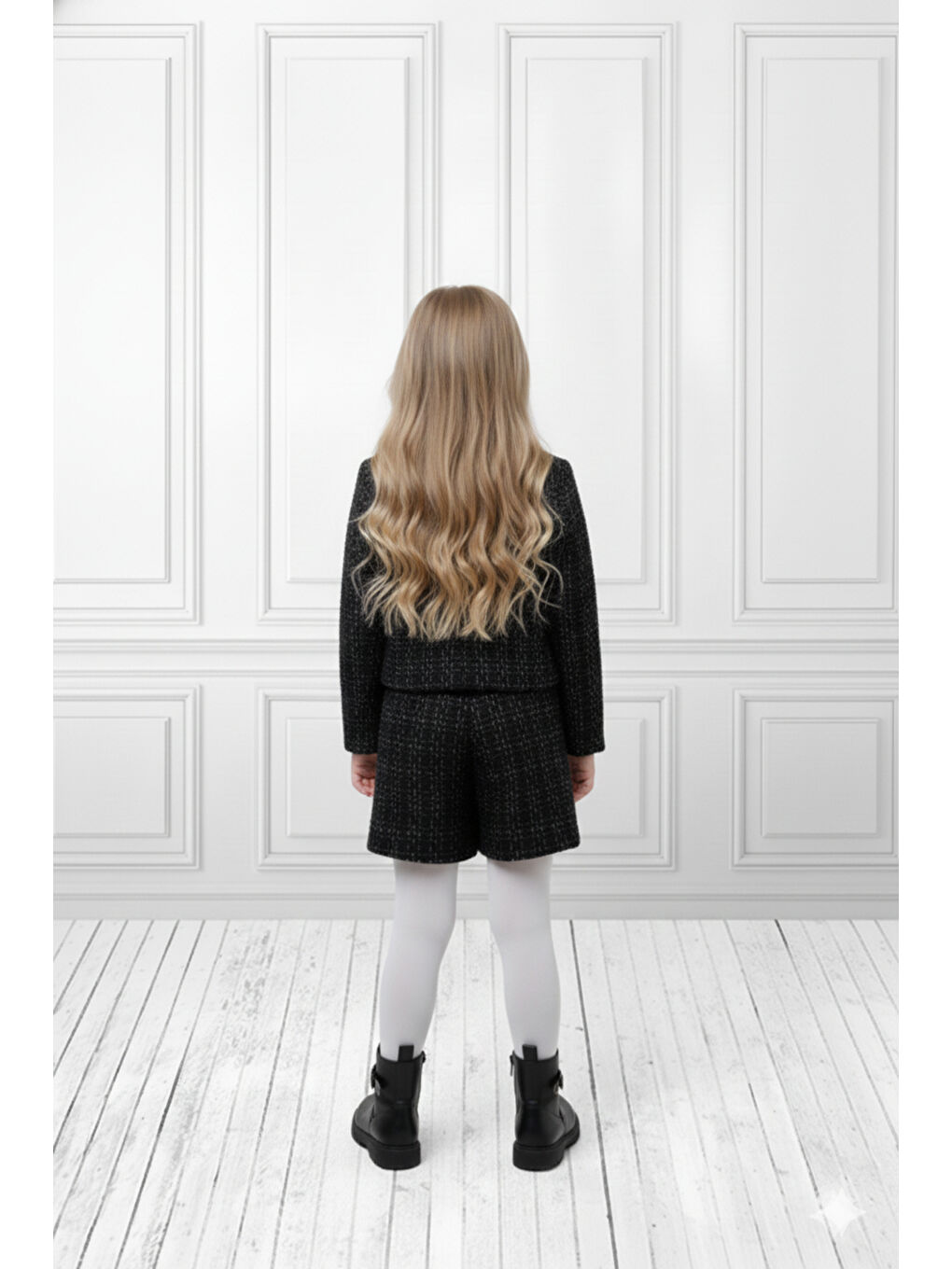 Siyah Kız Çocuk Ceketli Takım – Şort Etek İkili Set 2-8 Yaş 12309-2