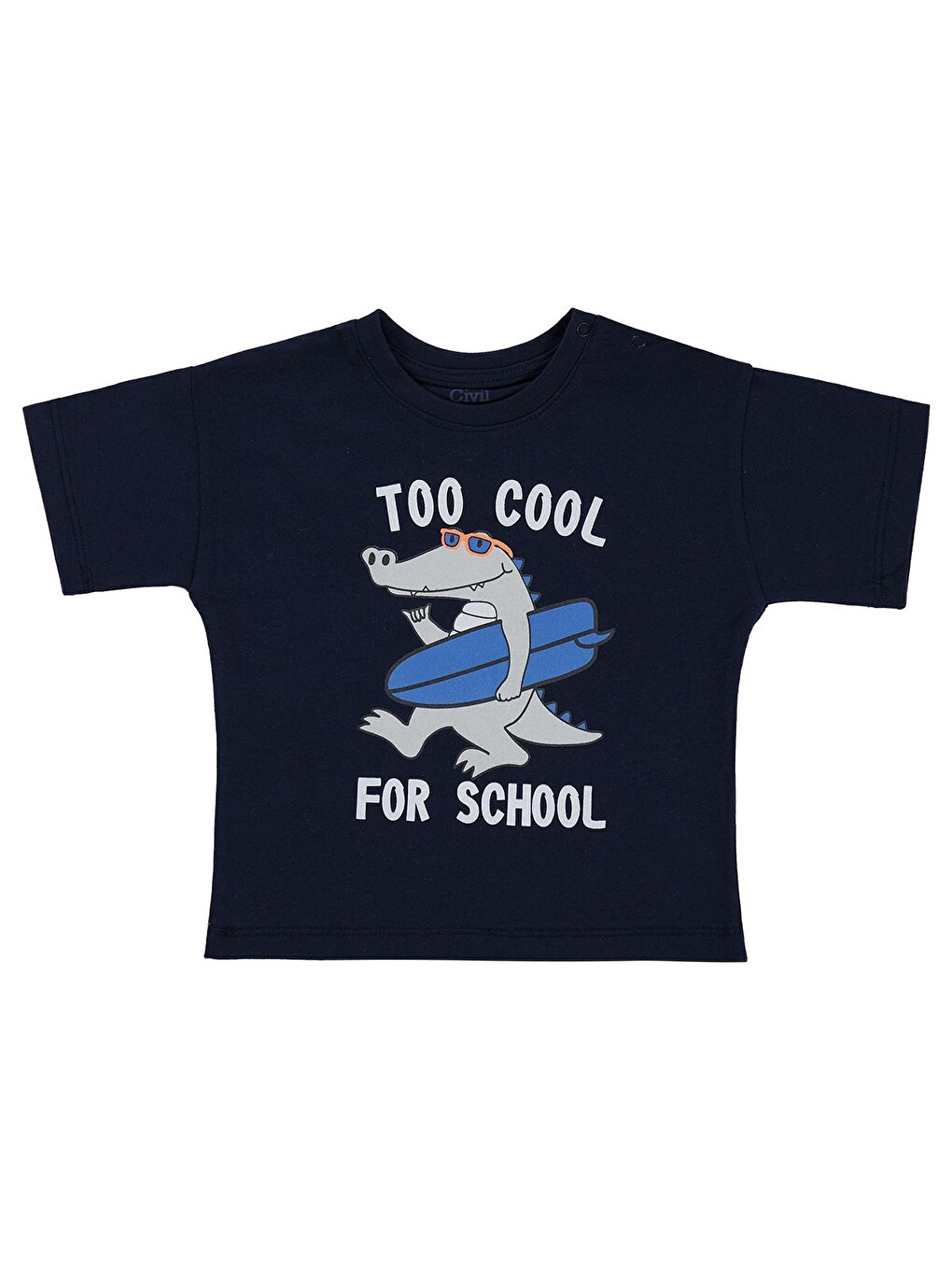 Baby Too Cool For School Baskılı 6-18 Ay Tişört - Lacivert