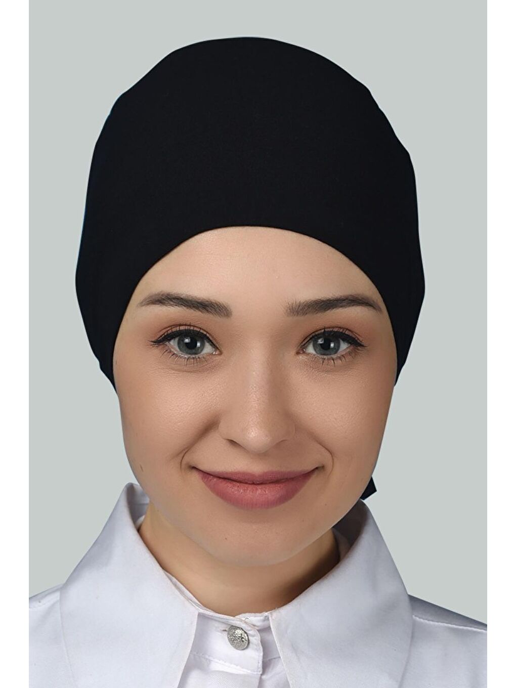 Siyah Kadın Pratik Dikişsiz Bağcıklı Kaymayan Tesettür Penye Bone-1