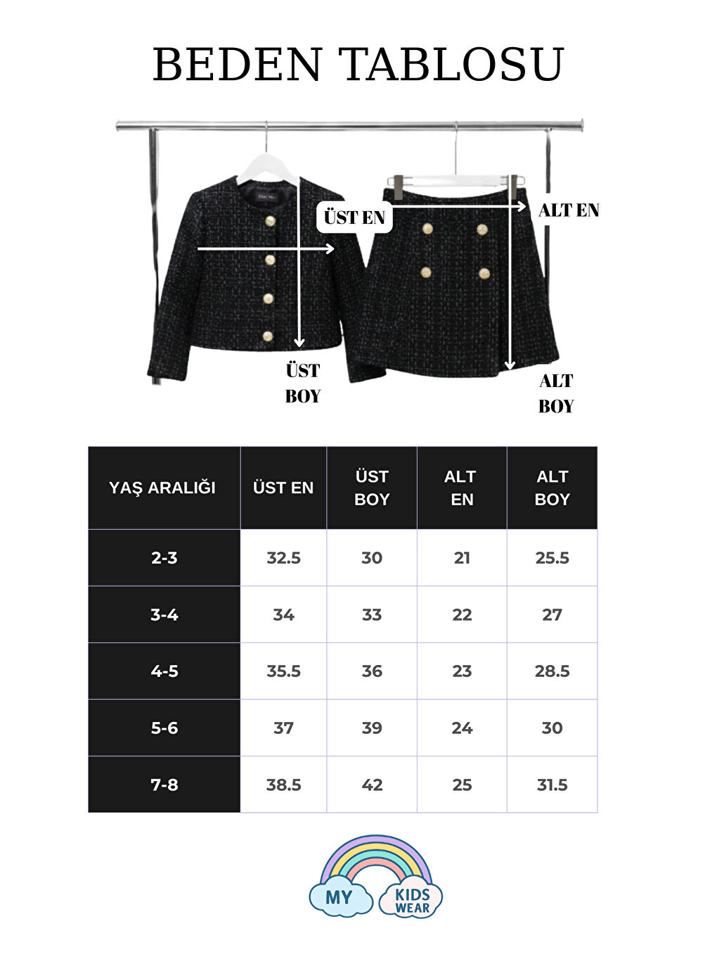 Siyah Kız Çocuk Ceketli Takım – Şort Etek İkili Set 2-8 Yaş 12309-3