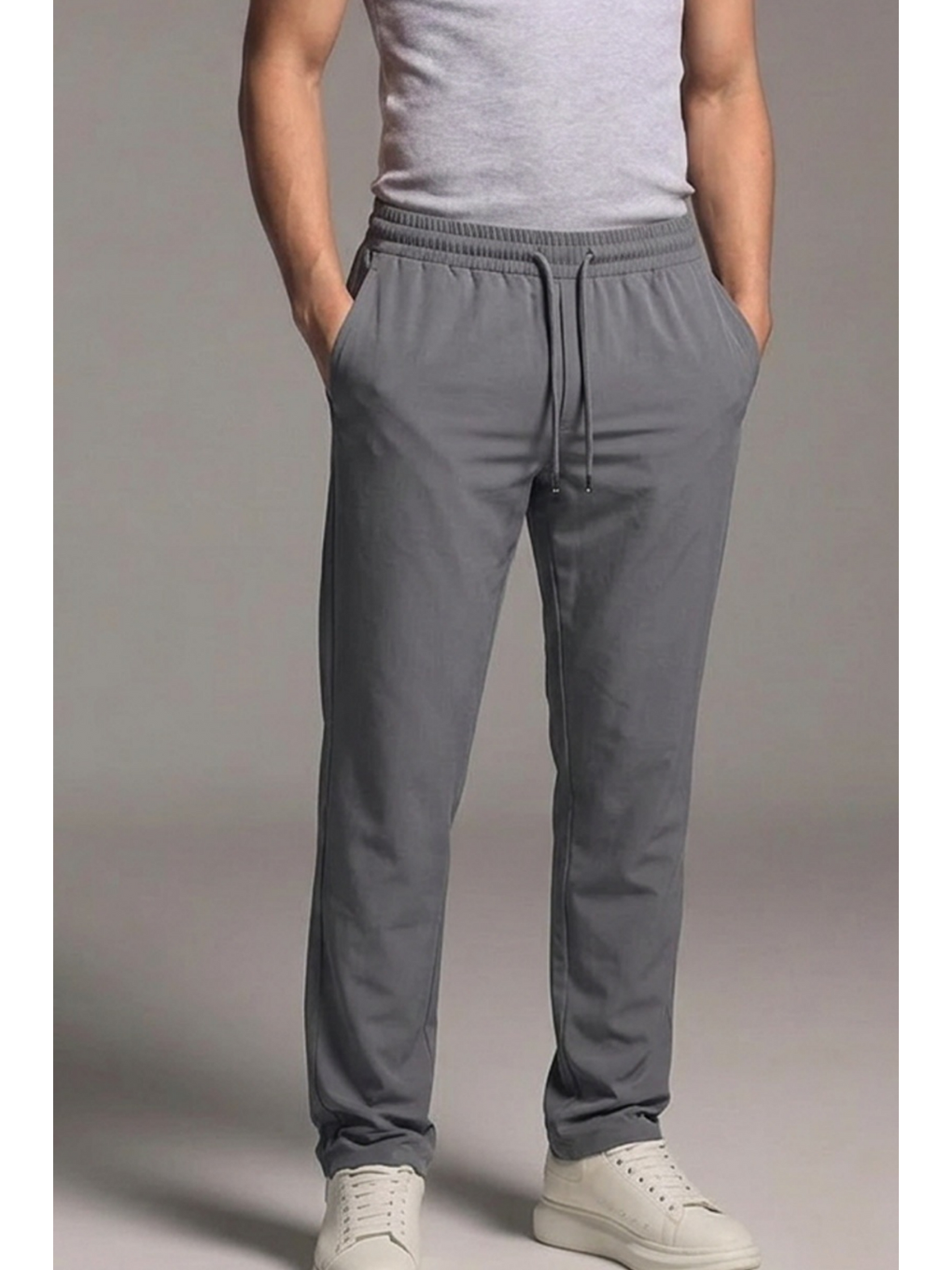 Erkek Esnek Casual Antrasit Baggy Pantolon-4