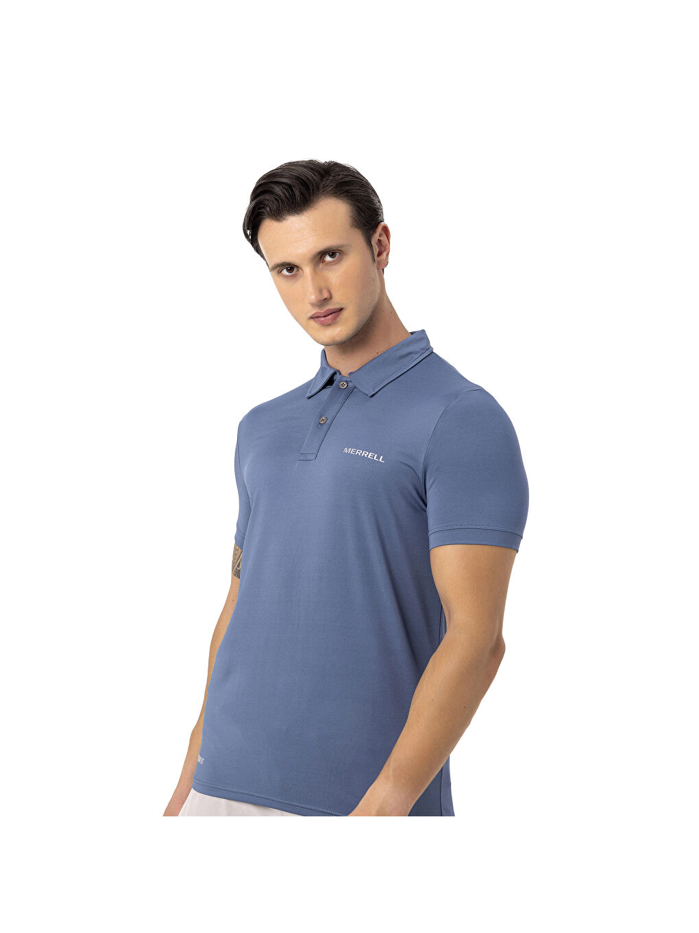 Mavi Polo Yaka Kısa Kollu Tişört-4