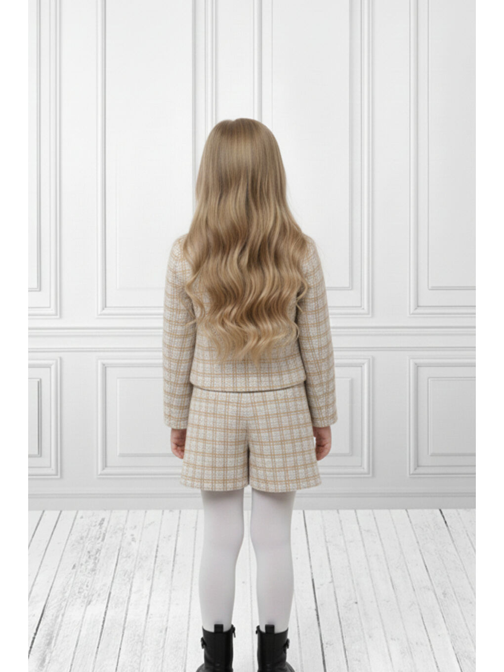 Bej Kız Çocuk Ceketli Takım – Şort Etek İkili Set 2-8 Yaş 12308-2