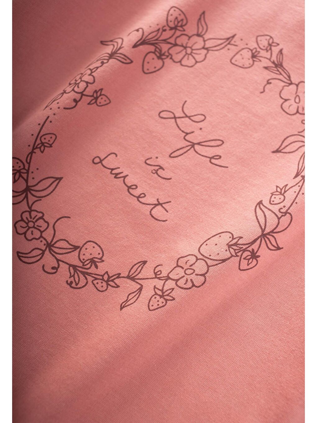 Çiçek Baskılı Müslin Pantolonlu T-Shırt Takım 2-10 Yaş K Pembe-2