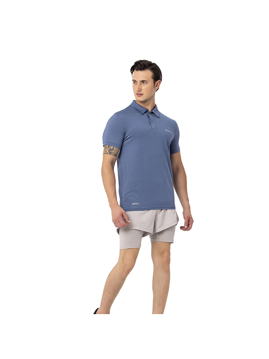 Mavi Polo Yaka Kısa Kollu Tişört-7