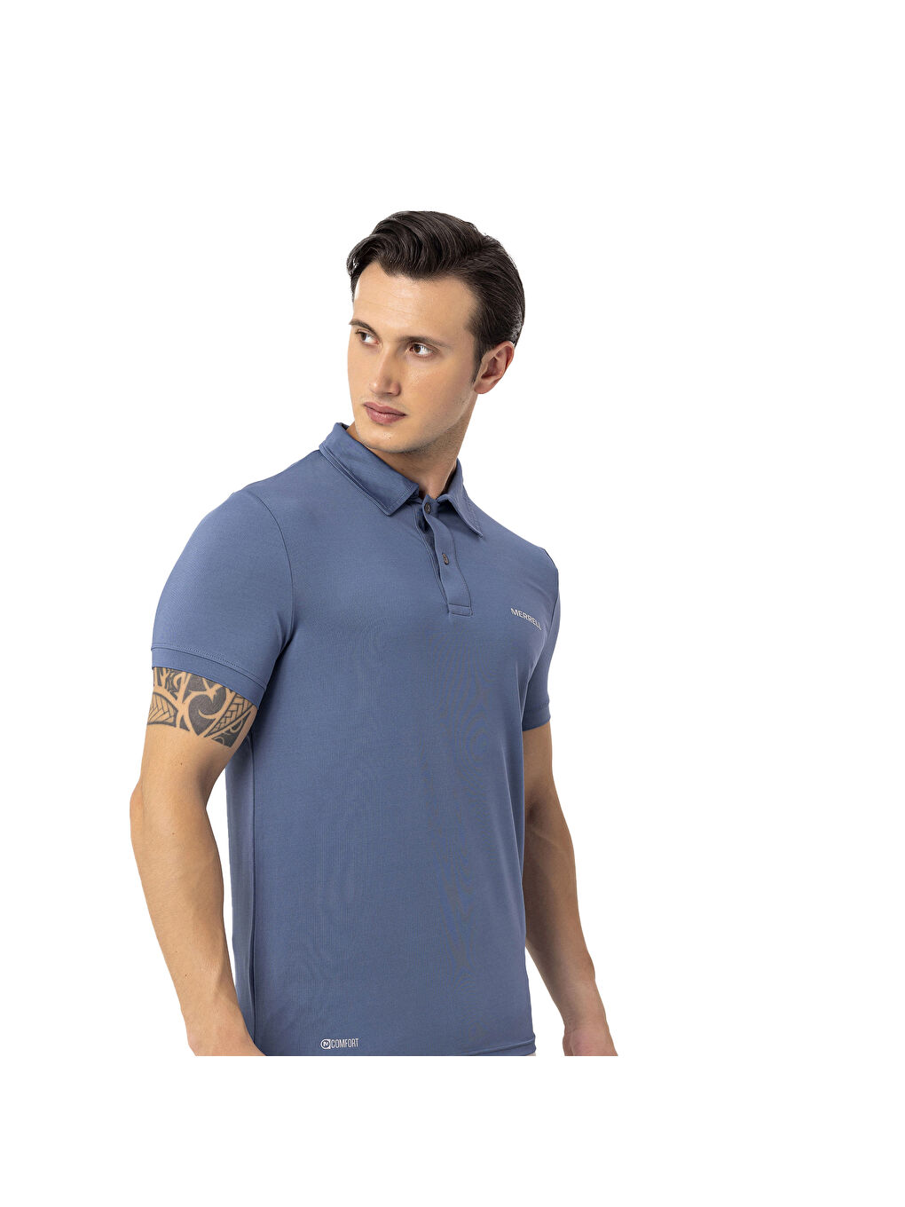 Mavi Polo Yaka Kısa Kollu Tişört-9