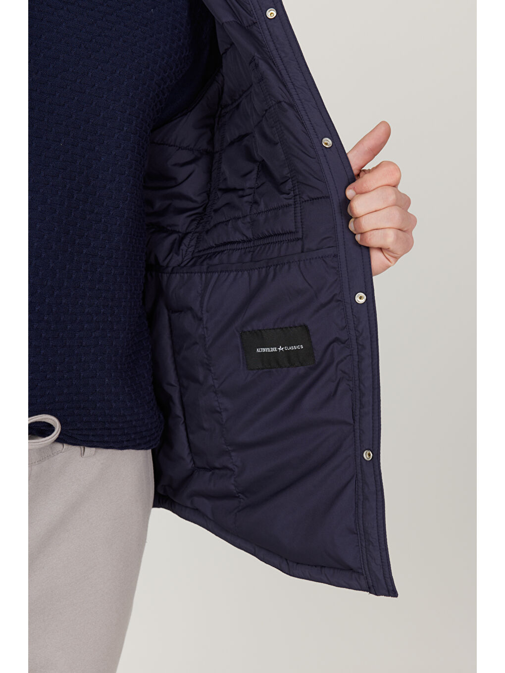 Erkek Lacivert Standart Fit Normal Kesim Gömlek Yaka Mont-3