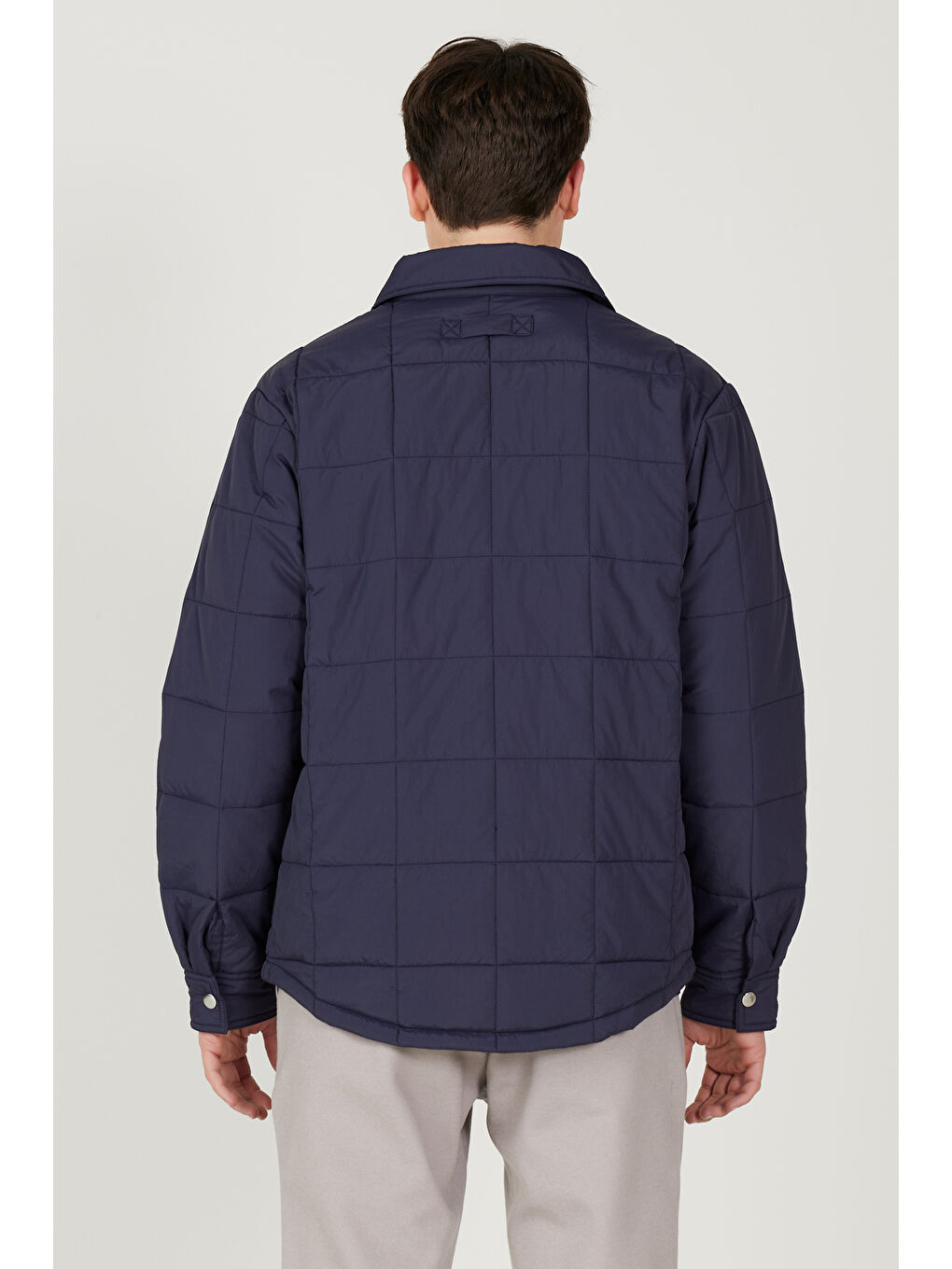 Erkek Lacivert Standart Fit Normal Kesim Gömlek Yaka Mont-7