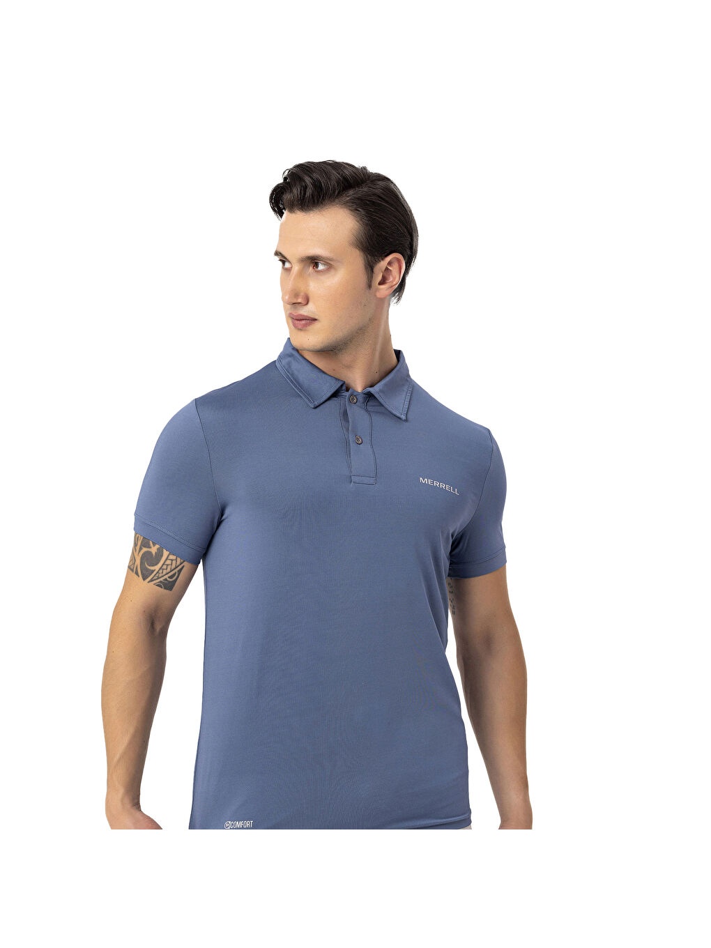 Mavi Polo Yaka Kısa Kollu Tişört-11