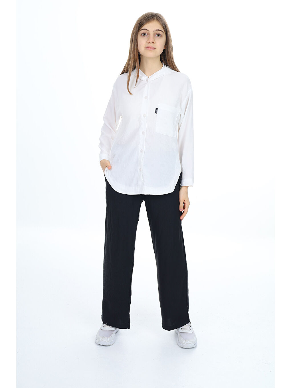 Beyaz Kız Çocuk Flamlı Pamuk Alt Üst Takım P309-2