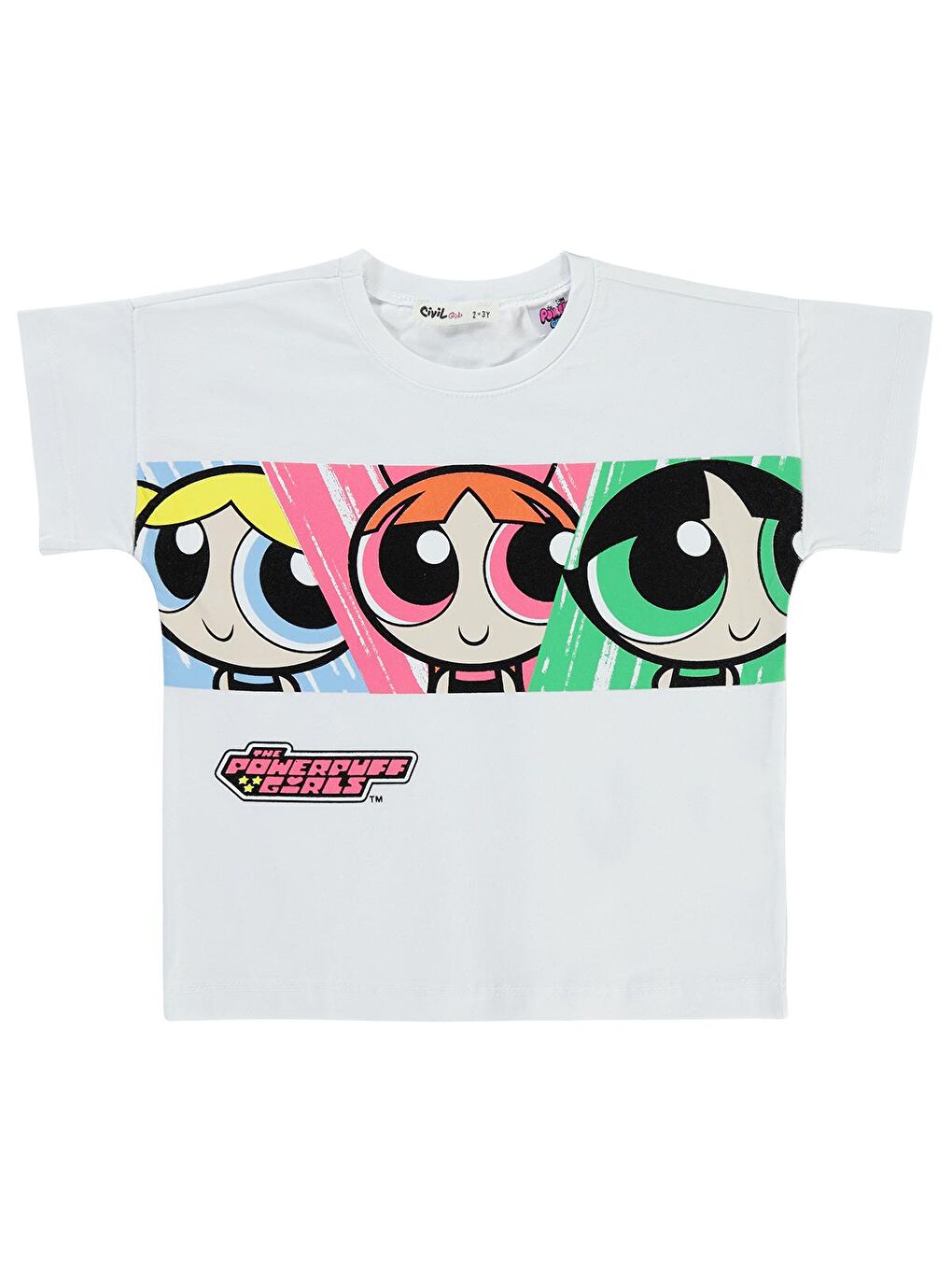 Civil Beyaz Powerpuff Girls Kız Çocuk Tişört 2-5 Yaş Beyaz