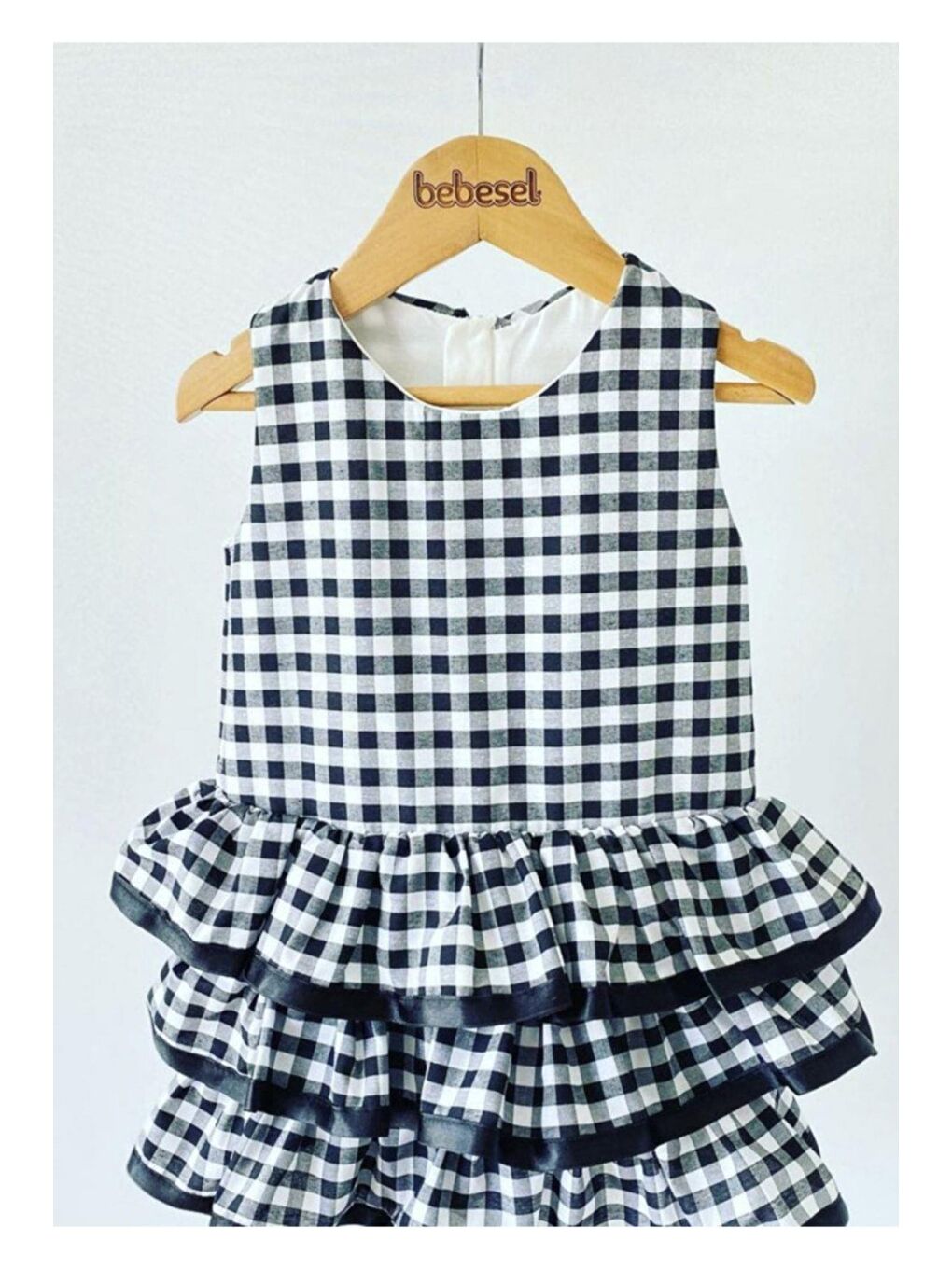 Kız Çocuk Gri Kurdela Pötikare Elbise