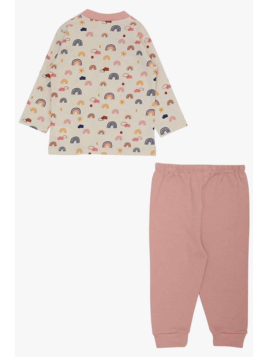 Kız Bebek Pijama Takımı Renkli  Desenli Bej  (4 Ay-1 Yaş)-1